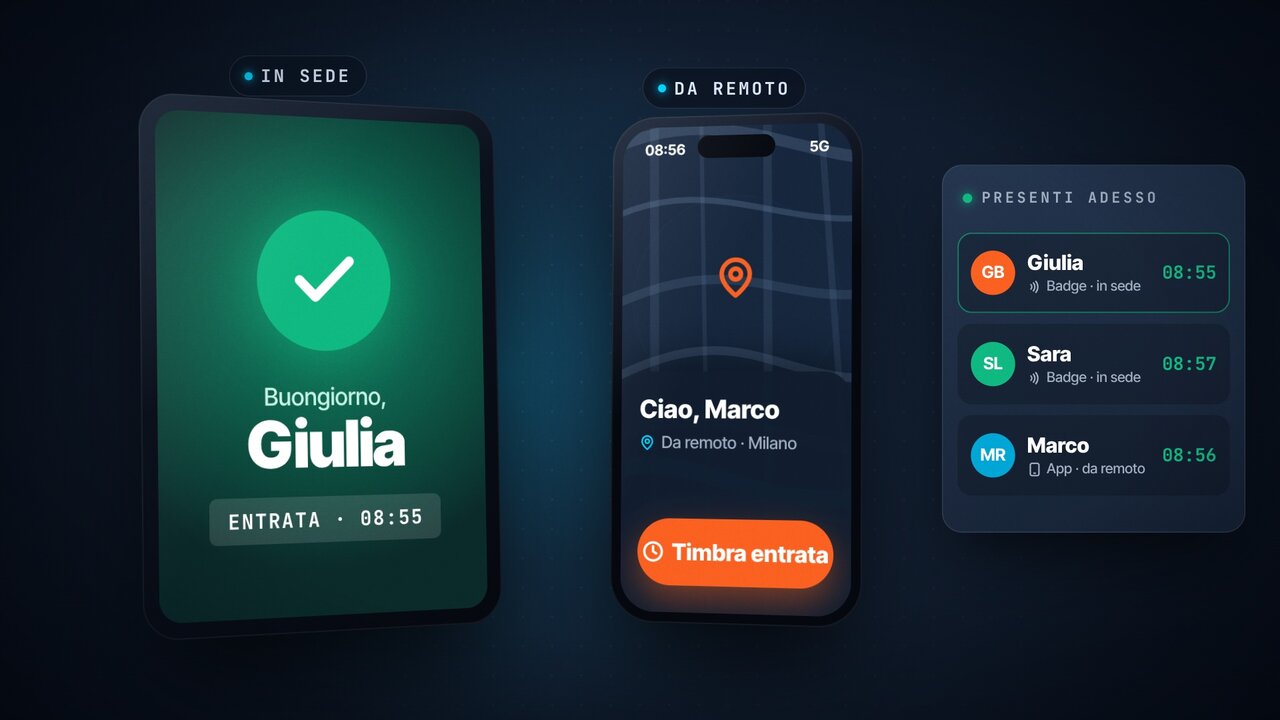 Timbratura con badge su tablet OmegaHR